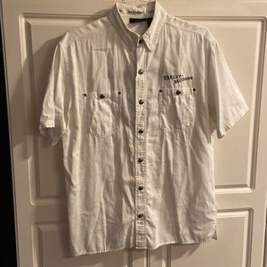 Harley Davidson short sleeve white front snap two front pocket snap collar snap